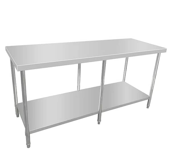 Kitchen Knock Stainless Steel Work Bench with Timber Layer Flat 2400x600mm