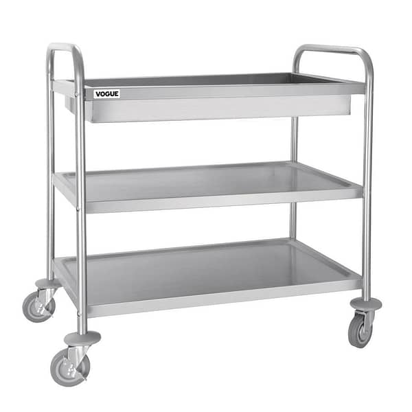 Vogue Deep Tray Clearing Trolley 3 Tier St/St - 940x855x535mm - Image 3