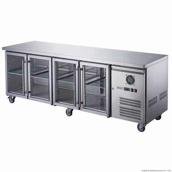 FED-X XUB7C22G4V Four Glass Door Bench Fridge | 563L Workbench - Image 9