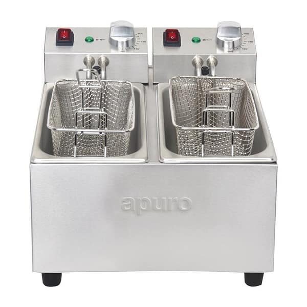 Apuro Twin Tank Countertop Fryer - 2x 3L (DB203-A) - Image 2