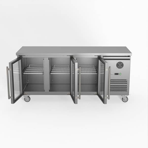 FED-X Three Glass Door Bench Fridge Stainless Steel - XUB6C18G3V - Image 2