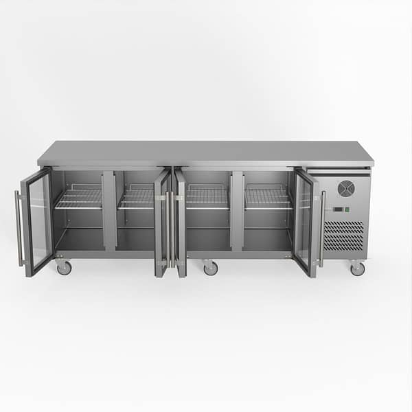 FED-X XUB7C22G4V Four Glass Door Bench Fridge | 563L Workbench - Image 2