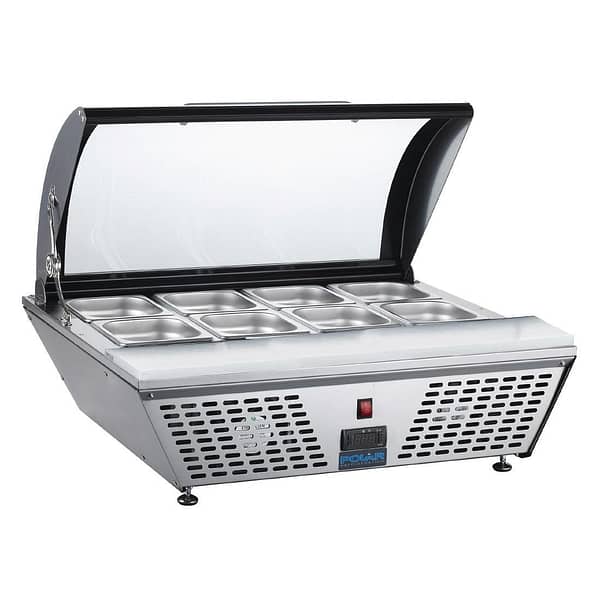 Polar G-Series Countertop Prep Fridge with Curved Glass Lid