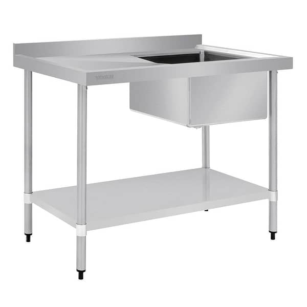 Vogue Single Bowl Sink L/H Drainer - 1200mm x700mm (90mm Drain) - Image 3