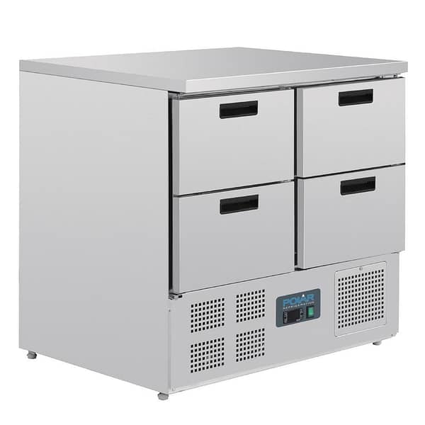 Polar G-Series 4 Drawer Counter Fridge 240Ltr – Stainless Steel Design