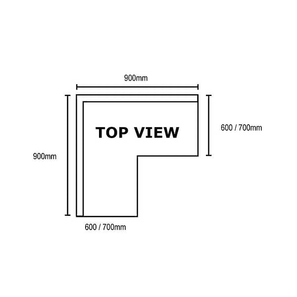 FED WBCB6-0900/A Corner Workbench – 900mm S/S with Splashback & Shelf - Image 2