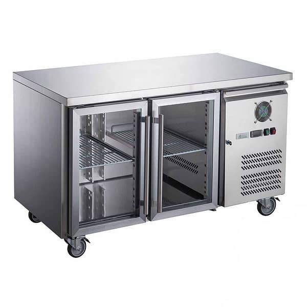FED-X Two Glass Door Bench Fridge Stainless Steel - XUB6C13G2V
