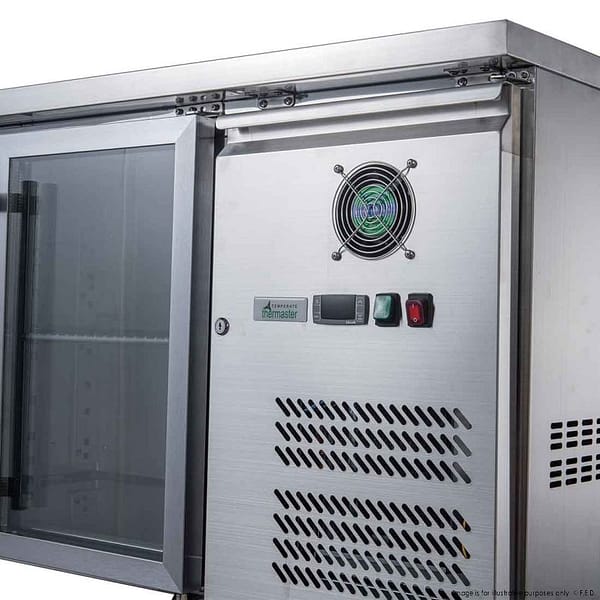 FED-X Two Glass Door Bench Fridge Stainless Steel - XUB6C13G2V - Image 3
