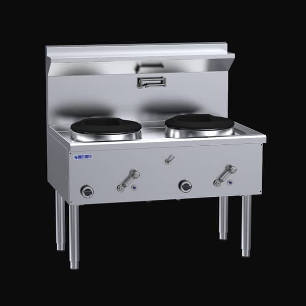 Luus WZ-2C Australian-Made Waterless Wok with 2 High-Efficiency Chimney Burners / Duckbill (WZ-2C)