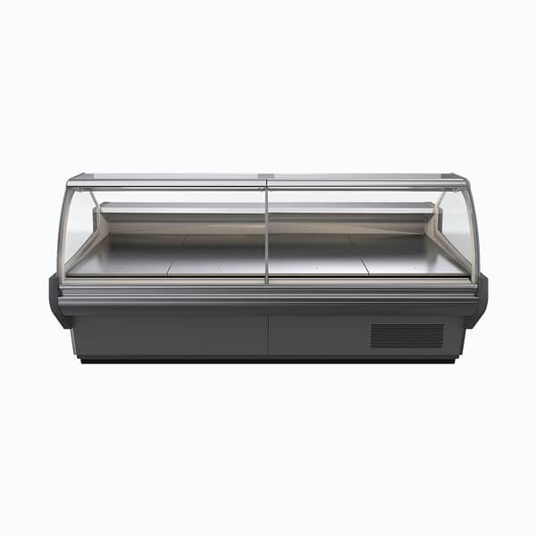 Bromic DD1875CG-NR Curved Glass Deli Display with 527L Capacity and Rear Storage – Ideal for Supermarkets & Delis