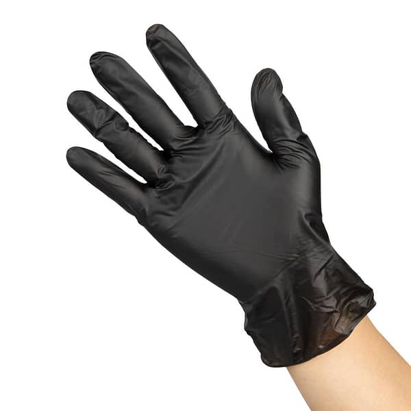 Hygiplas Vinyl Black Powder Free Gloves 100pack Full Size - Image 3