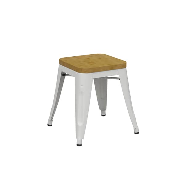 Riviera 750 Stool in White with Timber Seat -Pack of 4 - Image 3