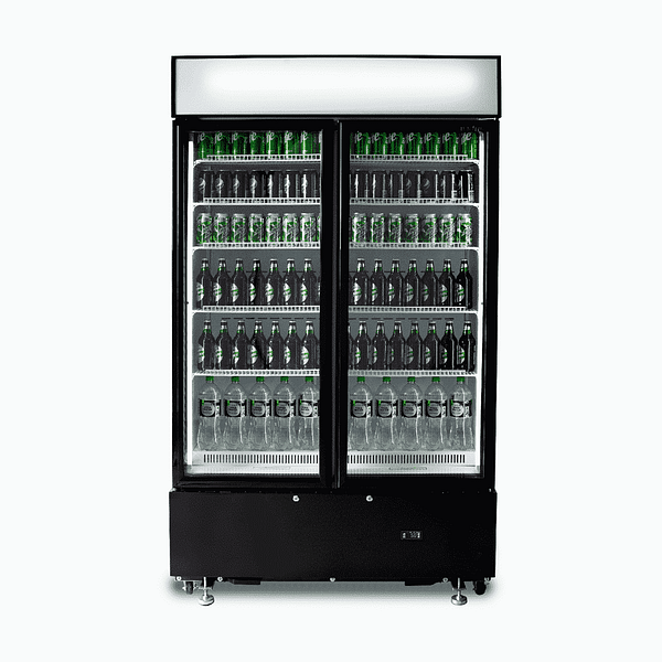 Bromic GM0900LBECO Upright Display Fridge - 885L, 2 Doors, Flat Glass, Black
