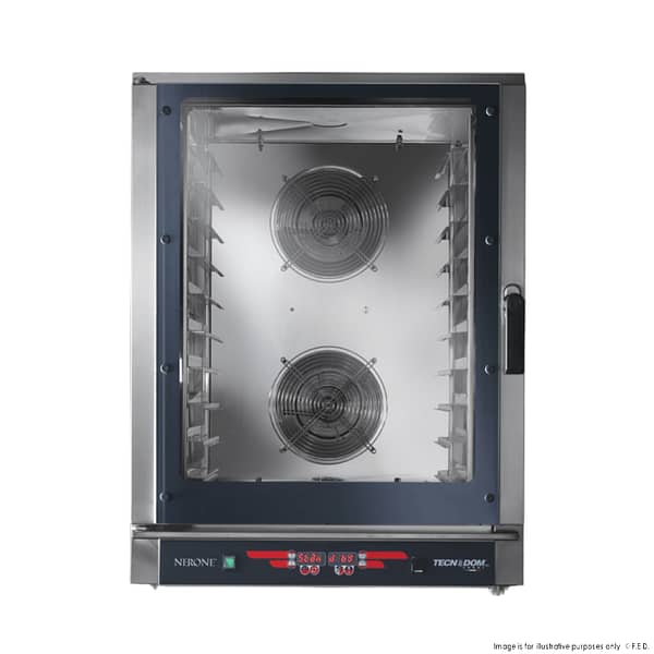Tecnodom Icarus TD-10NE Digital Combi Oven showcasing spacious 10-tray capacity and digital controls, ideal for professional kitchens.