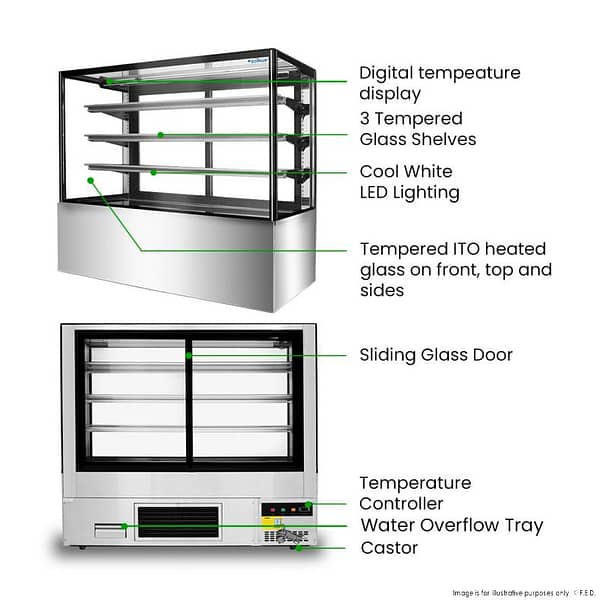 Bonvue SF860V Cake Display – 1120L, 1800mm Wide | LED + ITO Glass - Image 7