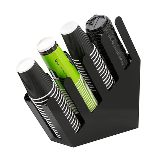Kitchen Knock Cup Holder – Black Polycarbonate Coffee Cup Organizer