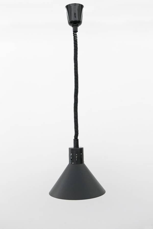 Anvil Venus Matte Black Heat Lamp with Adjustable Height for Commercial Kitchens