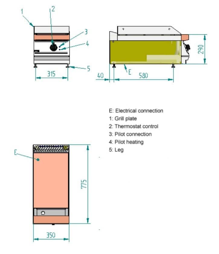 Fagor 700 series natural gas chrome 1 zone fry top FTG-C7-05L (FTG-C7-05L) - Image 2