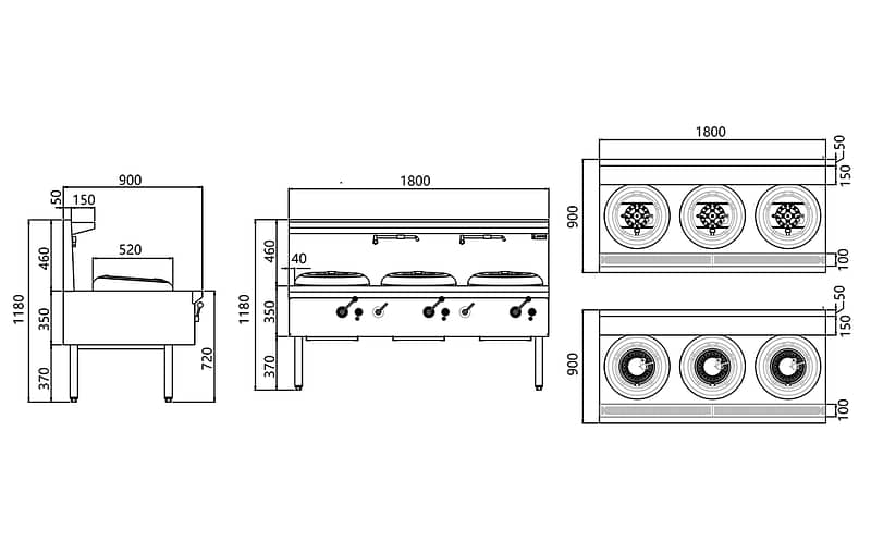 JASPER JA-3DB-L Triple Wok Range – 240Mj Duckbill Burner | LPG Wok - Image 2