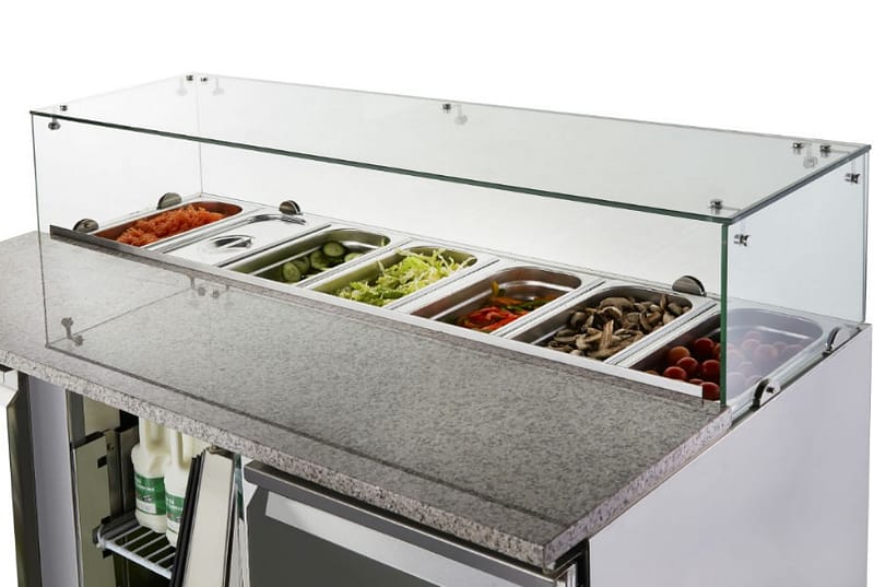 Atosa ESL3864 3-Door Pizza Saladette Fridge with Marble Top – 380L - Image 4
