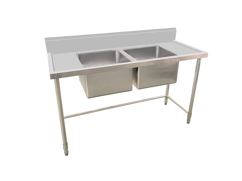 Kitchen Knock Full Stainless Steel Double Sink Bench – 1500x700mm