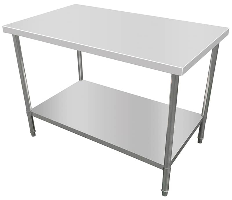 Kitchen Knock Flat Stainless Steel Work Bench with Timber Layer 600x600mm