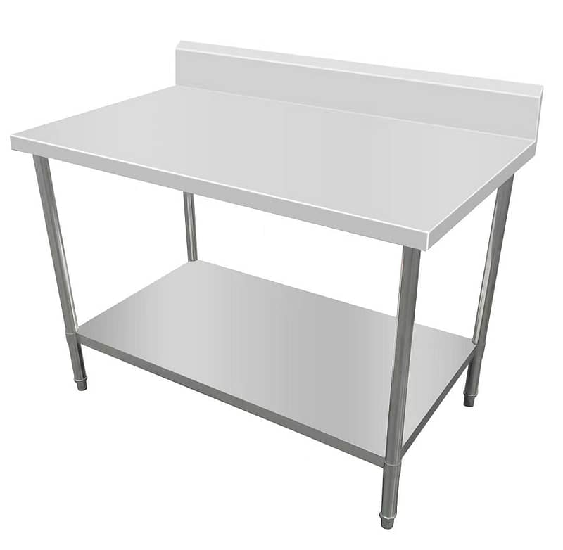 Kitchen Knock Stainless Steel Work Bench with Timber Layer Splashback 600x700mm
