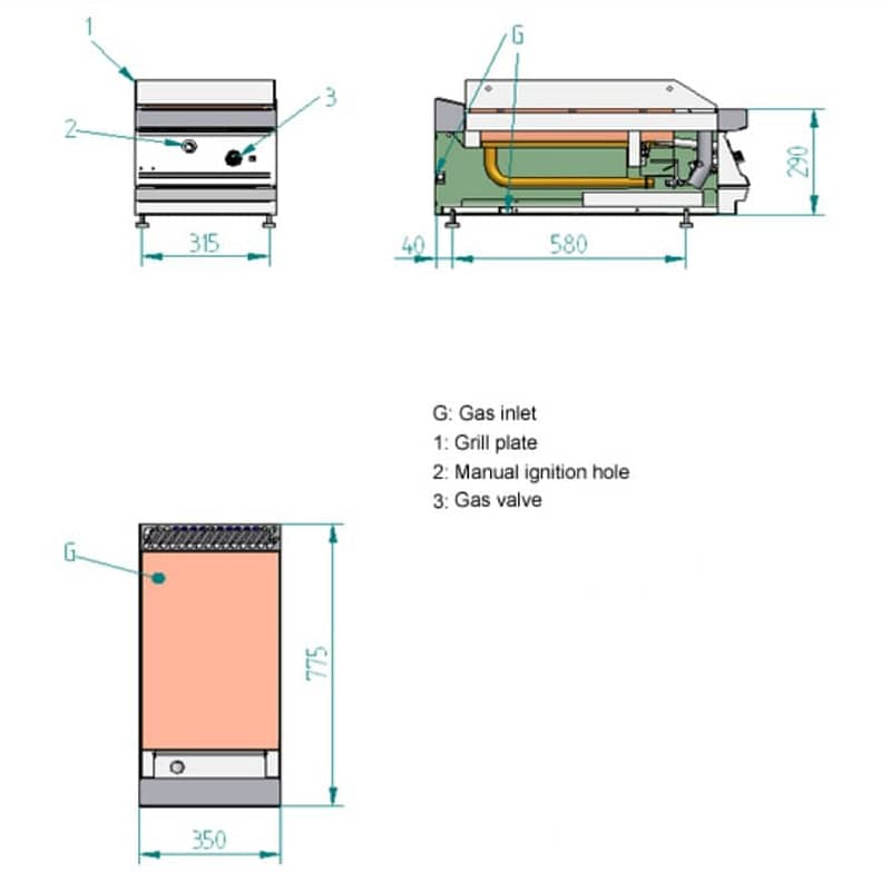 Fagor 700 series natural gas mild steel 1 zone fry top FTG7-05L - Image 2