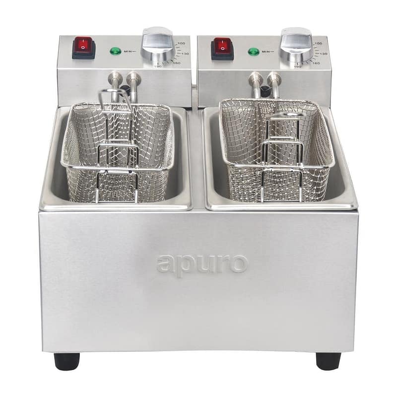 Apuro Twin Tank Countertop Fryer - 2x 3L (DB203-A) - Image 2