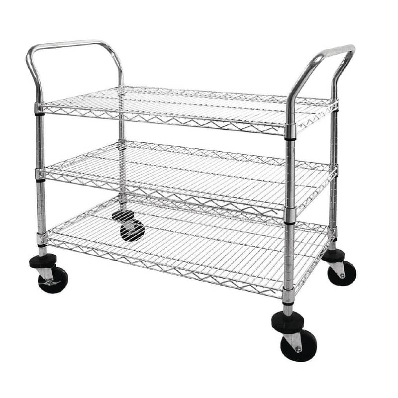 Vogue 3 tier Chrome Wire Trolley - 910x457x960mm 37 3/4x18x3 3/4" - Image 2