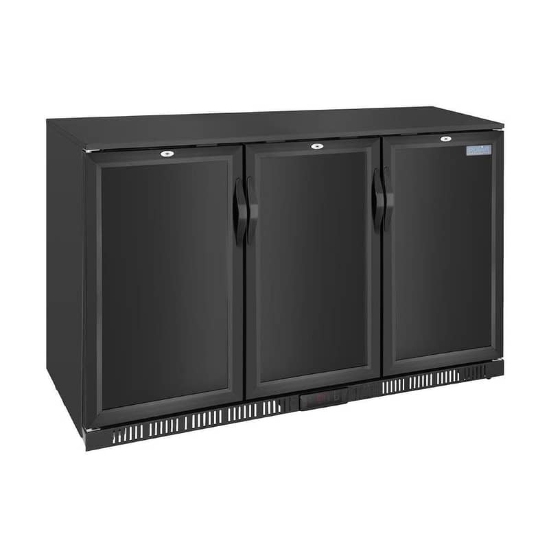 Polar G-Series Back Bar Cooler with Triple Solid Hinged Doors Black - 850mm - Image 2