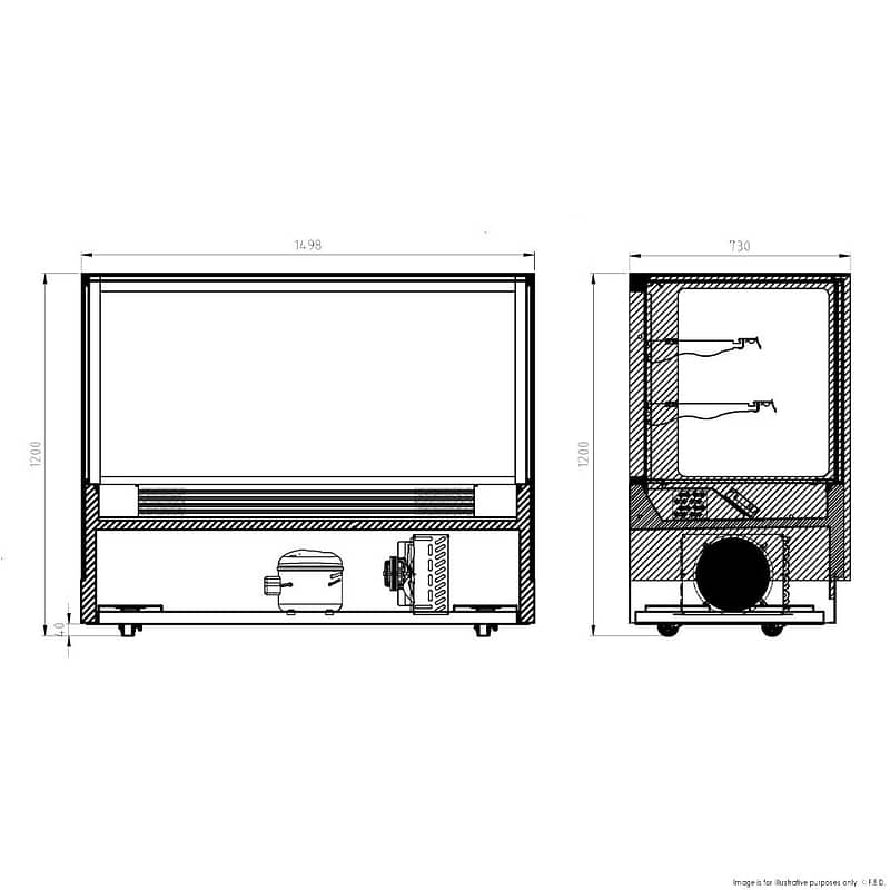 Bonvue Modern 2 Shelves Cake or Food Display - GAN-1500RF2 - Image 2