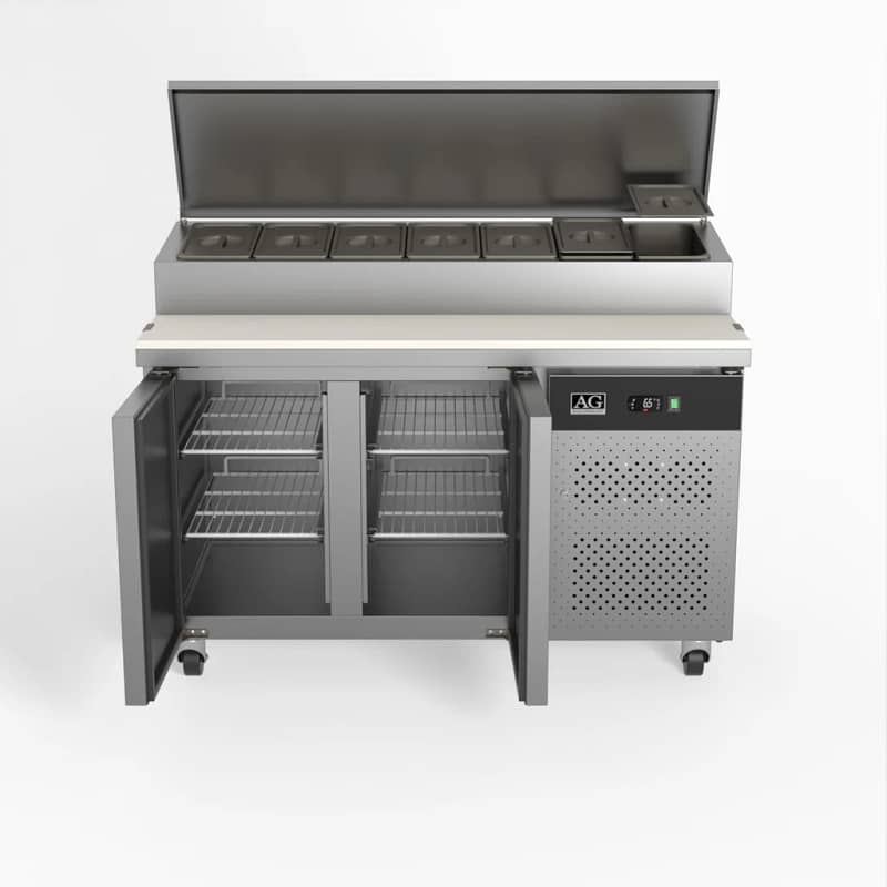 AG SH2000-700 2 Door Saladette Fridge – 7x GN 1/3 Tray + Cutting Bench - Image 6