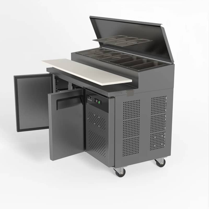 AG SH2000-700 2 Door Saladette Fridge – 7x GN 1/3 Tray + Cutting Bench - Image 4