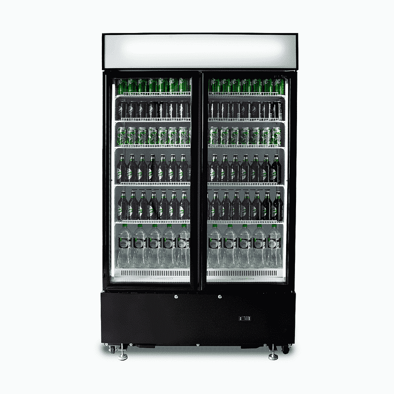 Bromic GM0900LBECO Upright Display Fridge - 885L, 2 Doors, Flat Glass, Black