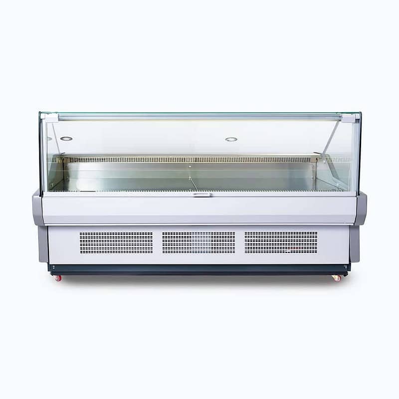 Bromic DD2500SG-NR 2580mm Square Glass Deli Display with Rear Storage – Ideal for Supermarkets & Food Retail