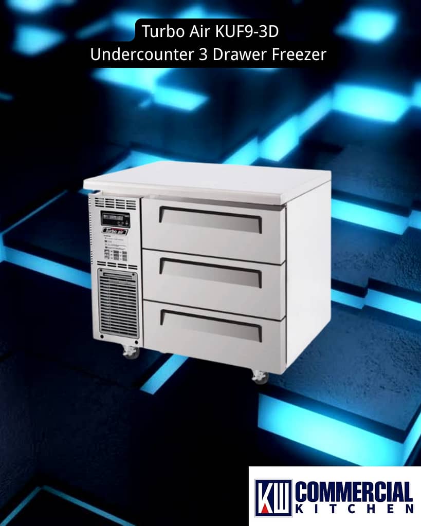 Image of 9 Critical Factors for Choosing the Right Commercial Workbench Freezer in Australian Kitchens | KW Commercial Kitchen Turbo Air KUF9-3D-3(HC) Compact Pro Series: 3-Drawer Undercounter Freezer – 900mm