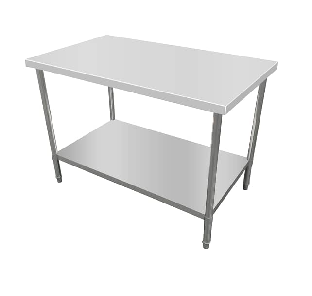 Kitchen Knock Stainless Steel Work Bench with Timber Layer for Commercial Kitchens