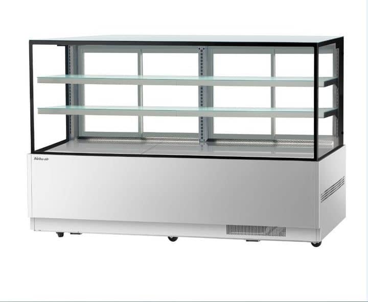 Turbo Air TBP1800-2 4 Tier Cake Display Fridge with LED Controls, Heated Glass, and Eco-Friendly Refrigeration for Commercial Use.