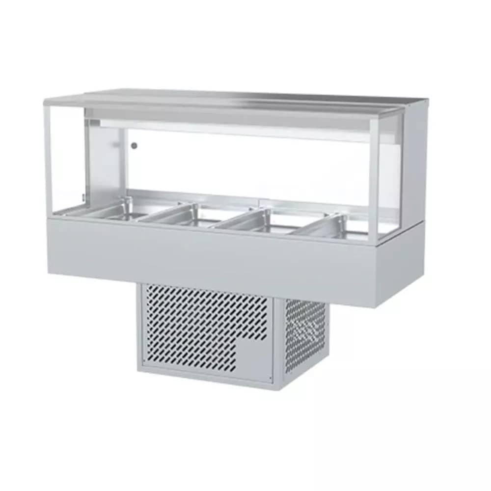 Image of Woodson 1355mm 4 Bay Square Glass Cold Food Display WR.CFSQ24 | KW Commercial Kitchen Woodson 4 Bay Square Glass Cold Food Display WR.CFSQ24