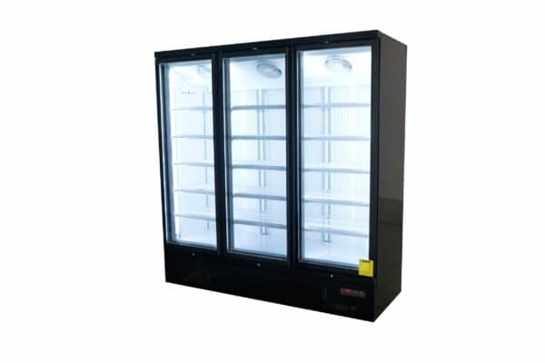 Saltas NDA2875 Triple Door Glass Freezer with 1260L Capacity – Ideal for Supermarkets & Commercial Kitchens