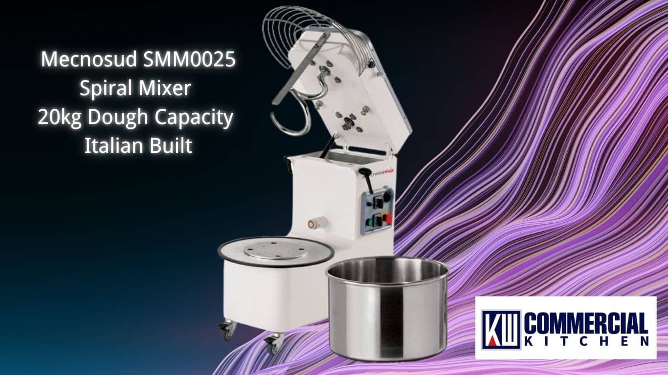 Image of Spiral Mixer Guide for Australian Bakeries and Pizzerias | KW Commercial Kitchen Mecnosud SMM0025 Spiral Mixer – 20kg Dough Capacity, Italian Built