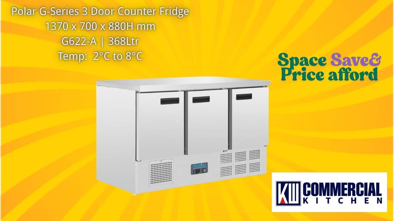 Image of Commercial Workbench Fridges in Australia: The Expert’s Guide to Smart, Profitable Choices | KW Commercial Kitchen Polar G-Series Fridge 3 Door Counter Fridge 368Ltr (G622-A)