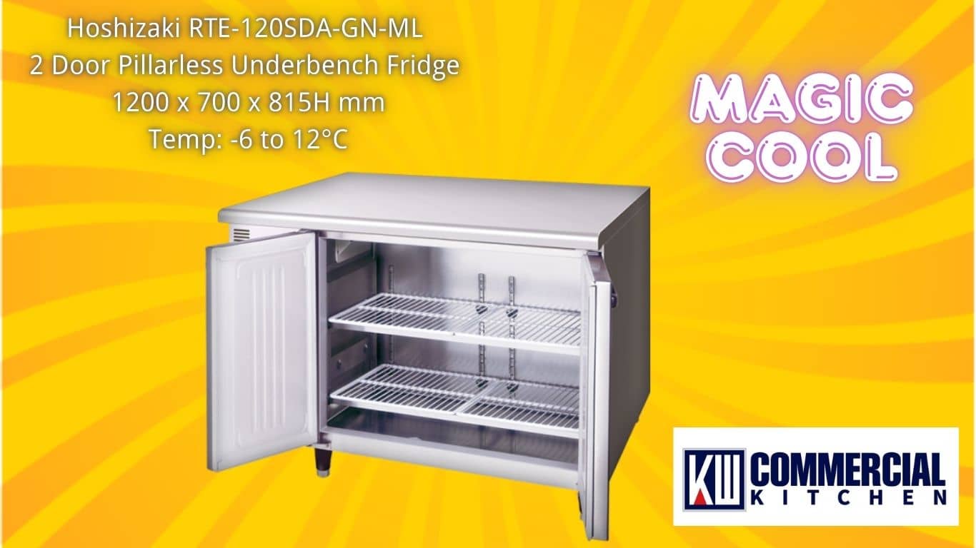 Image of Commercial Workbench Fridges in Australia: The Expert’s Guide to Smart, Profitable Choices | KW Commercial Kitchen Hoshizaki RTE-120SDA 2-Door Underbench Fridge