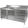 FED DSC-2400L-H All-Stainless Kitchen Cabinet with Double Sinks