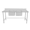 Kitchen Knock Full Stainless Steel Double Centre Sink Bench – 1500 x 600mm - KW Commercial Kitchen