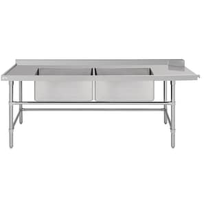 Vogue Dishwasher Inlet Table with Double Bowl Sink 2400mm L/H (DE475)
