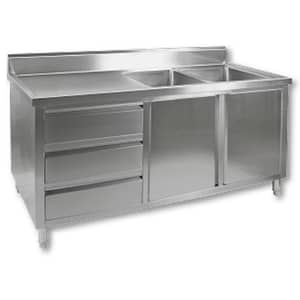 FED DSC-1800R-H Multipurpose Sink Cabinet with Double Sinks and Storage