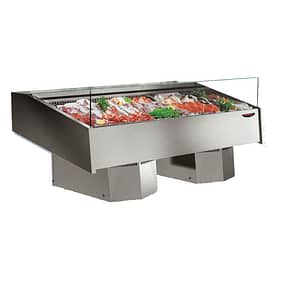 Bonvue FSG2000 Fish Open Display, stainless steel refrigerated showcase for seafood markets.