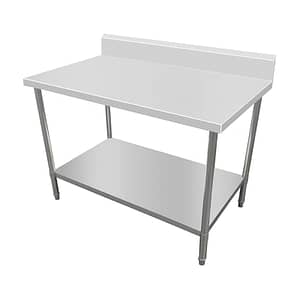 Kitchen Knock Stainless Steel Work Bench with Timber Layer Splashback 300x700mm